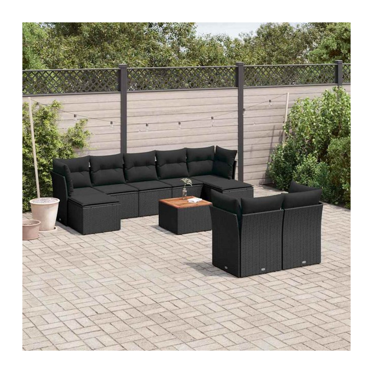 Vidaxl Garten-Sitzgruppe aus schwarzem Rattan mit Kissen für Erwachsene in modernem Design - Bild 1