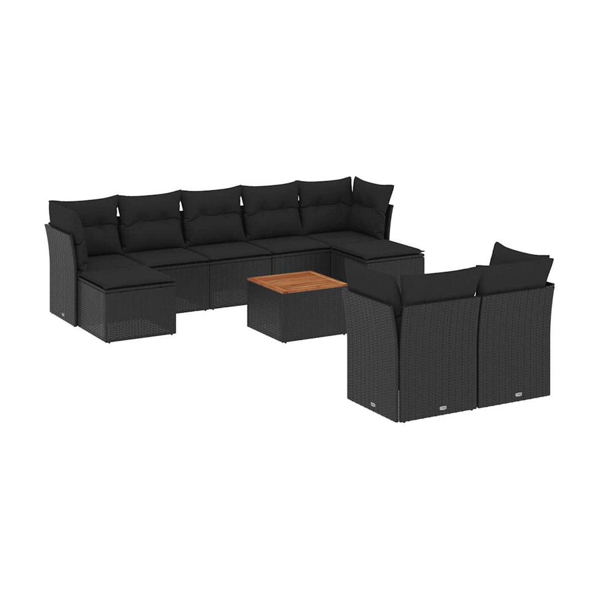 Vidaxl Garten-Sitzgruppe aus schwarzem Rattan mit Kissen für Erwachsene in modernem Design - Bild 3