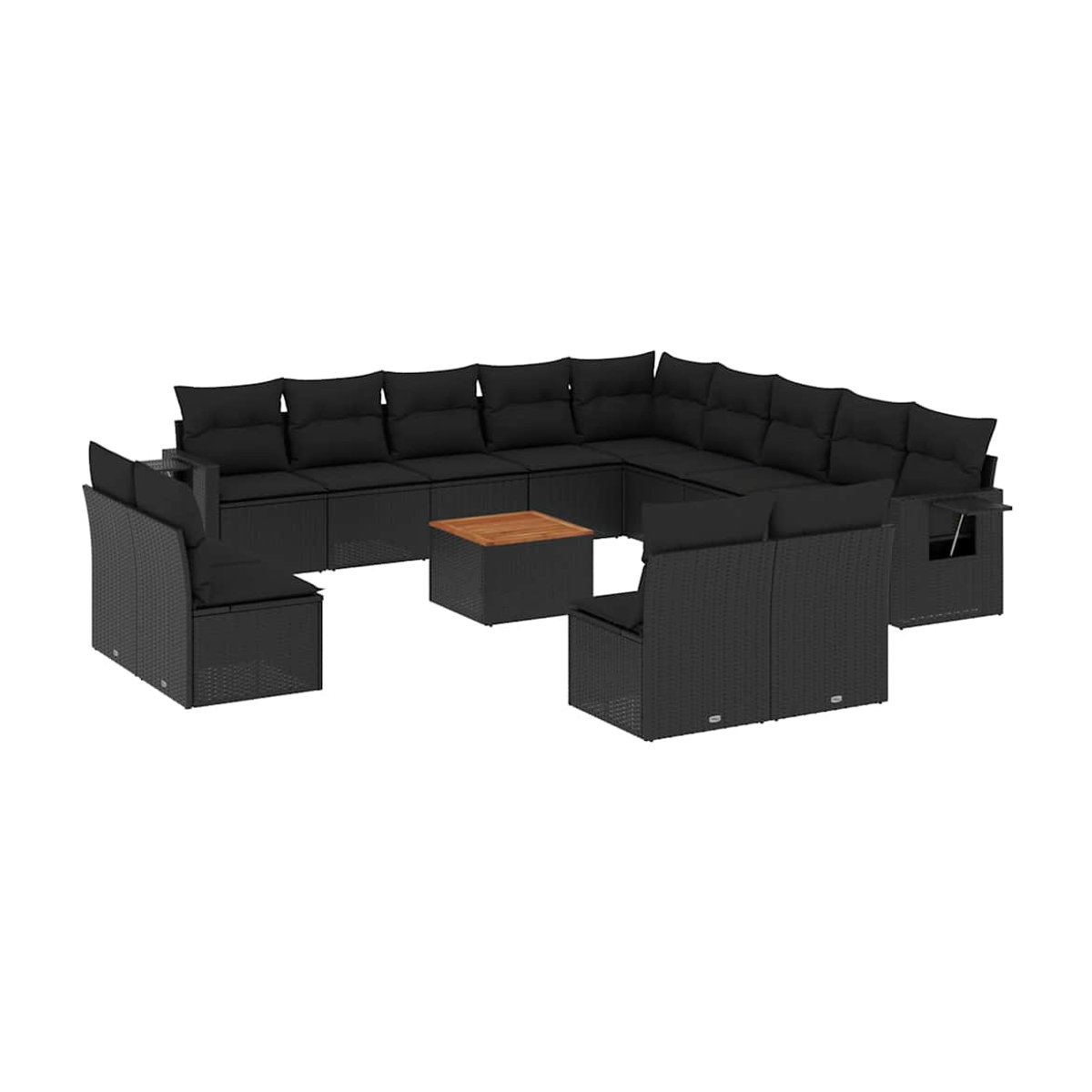 Vidaxl Garten-Sitzgruppe aus schwarzem Rattan mit Kissen im modernen Design - Bild 2