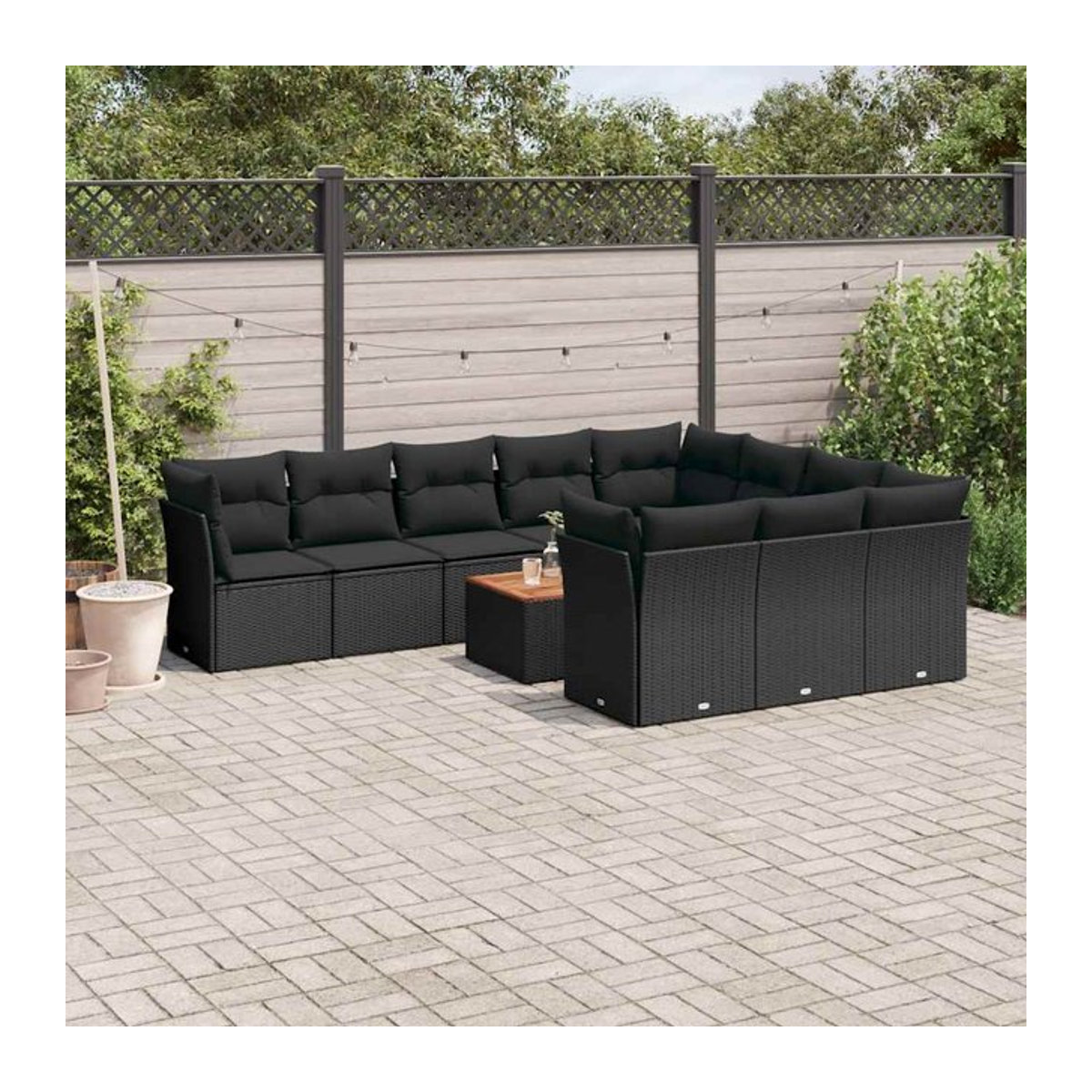 Vidaxl Garten-Sitzgruppe aus schwarzem Rattan mit Kissen im modernen Design - Bild 1