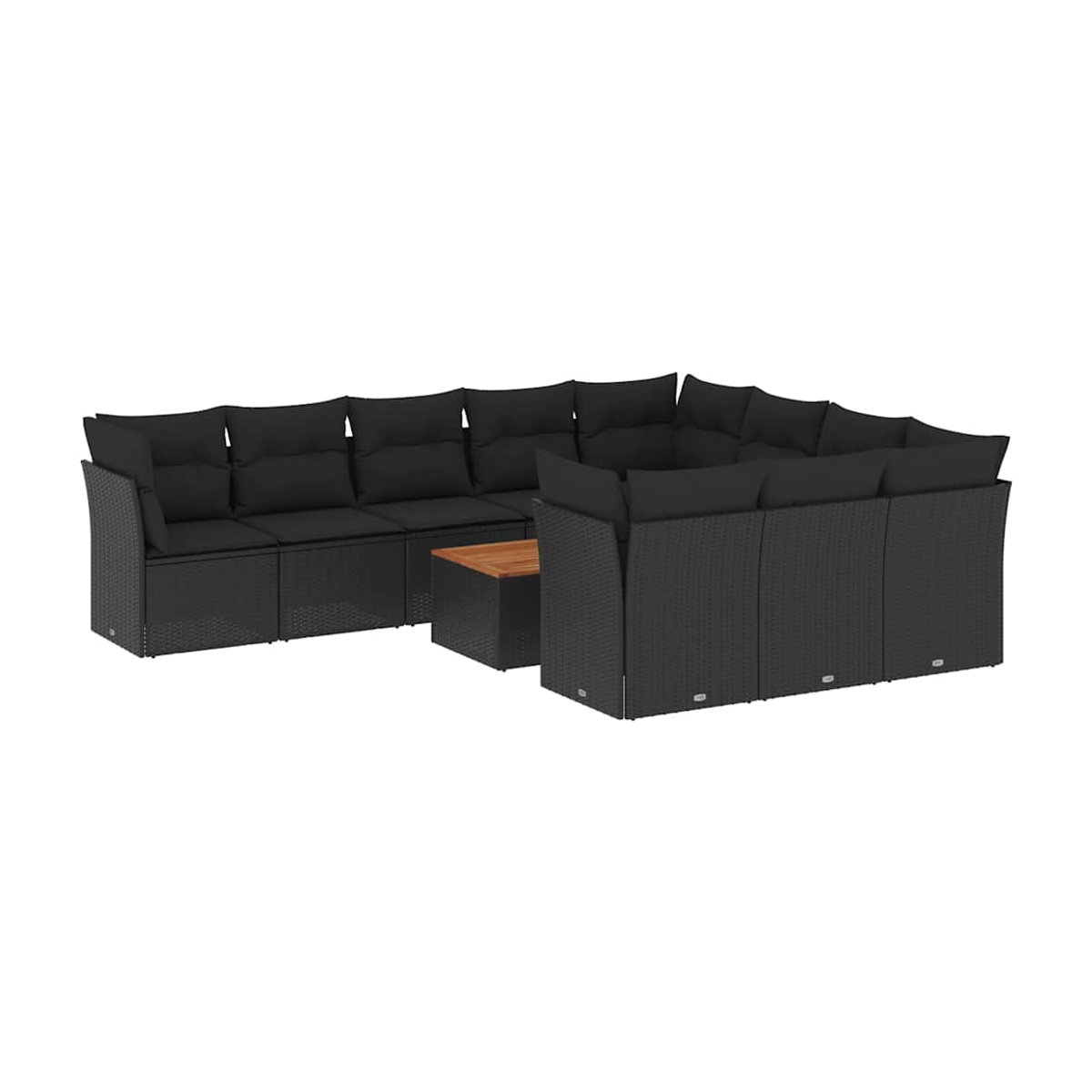 Vidaxl Garten-Sitzgruppe aus schwarzem Rattan mit Kissen im modernen Design - Bild 4