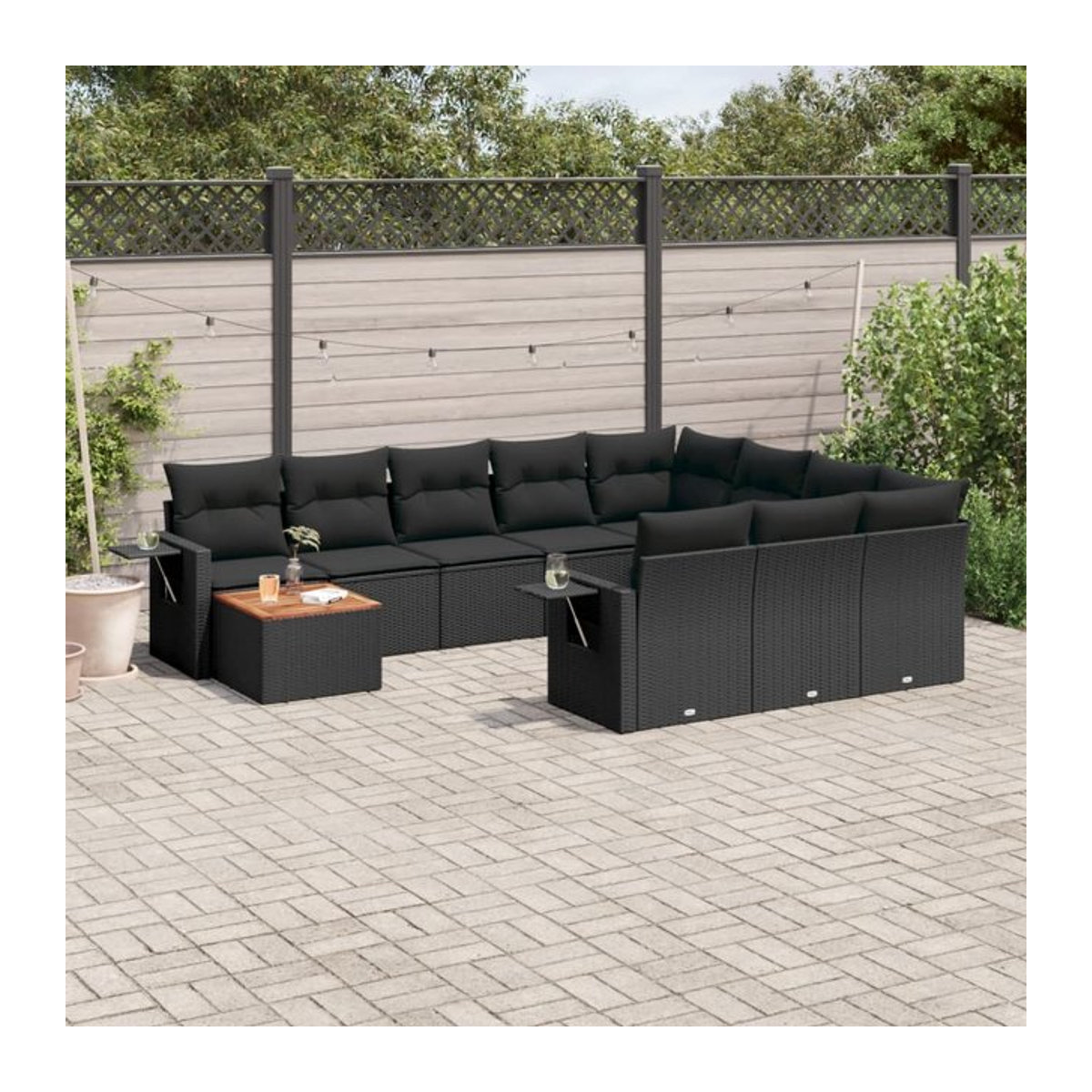 Vidaxl Garten-Sitzgruppe aus schwarzem Rattan mit Kissen im modernen Design - Bild 1