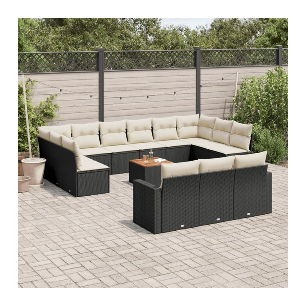Vidaxl Garten-Sitzgruppe aus schwarzem Rattan mit Kissen im modernen Design - Bild 1