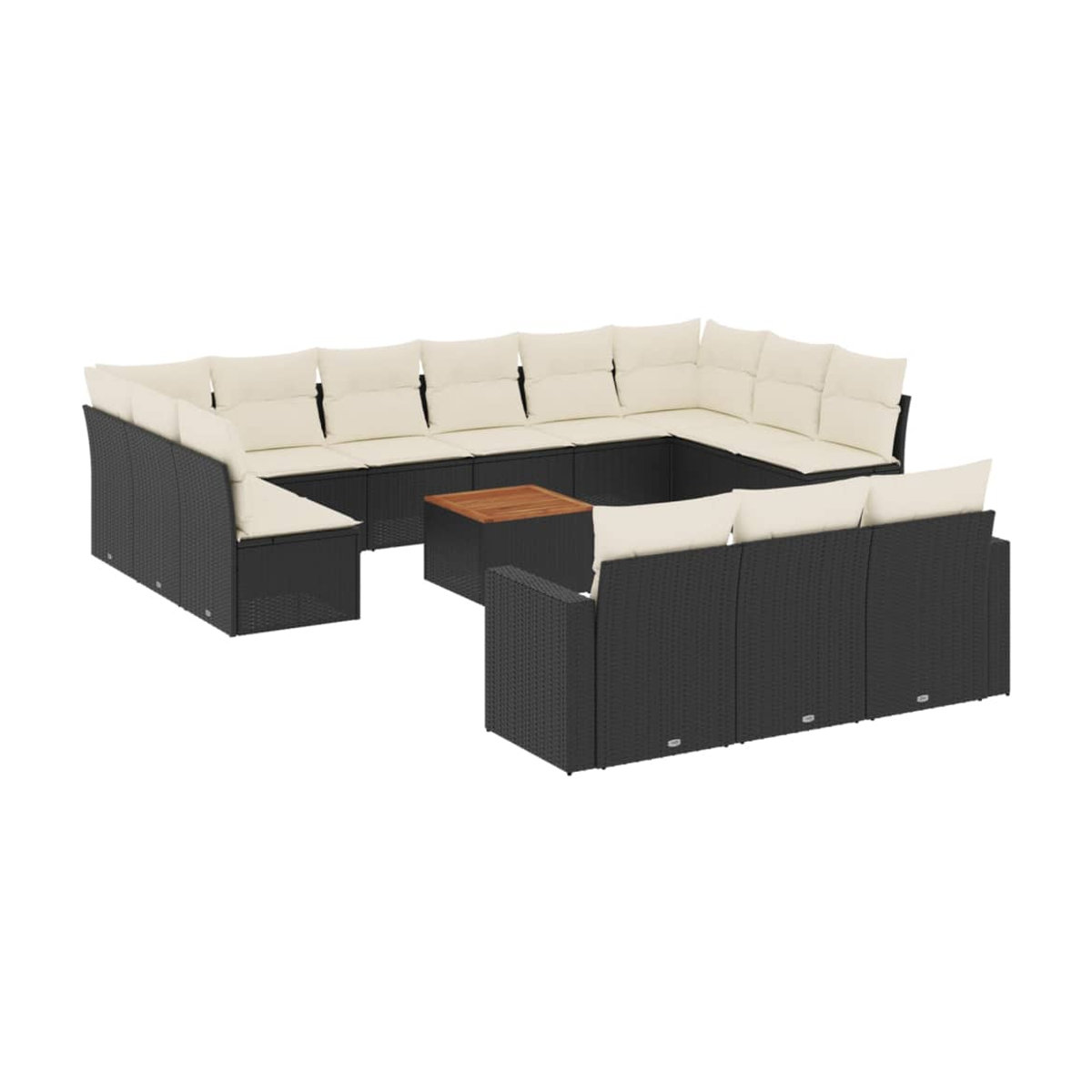 Vidaxl Garten-Sitzgruppe aus schwarzem Rattan mit Kissen im modernen Design - Bild 2