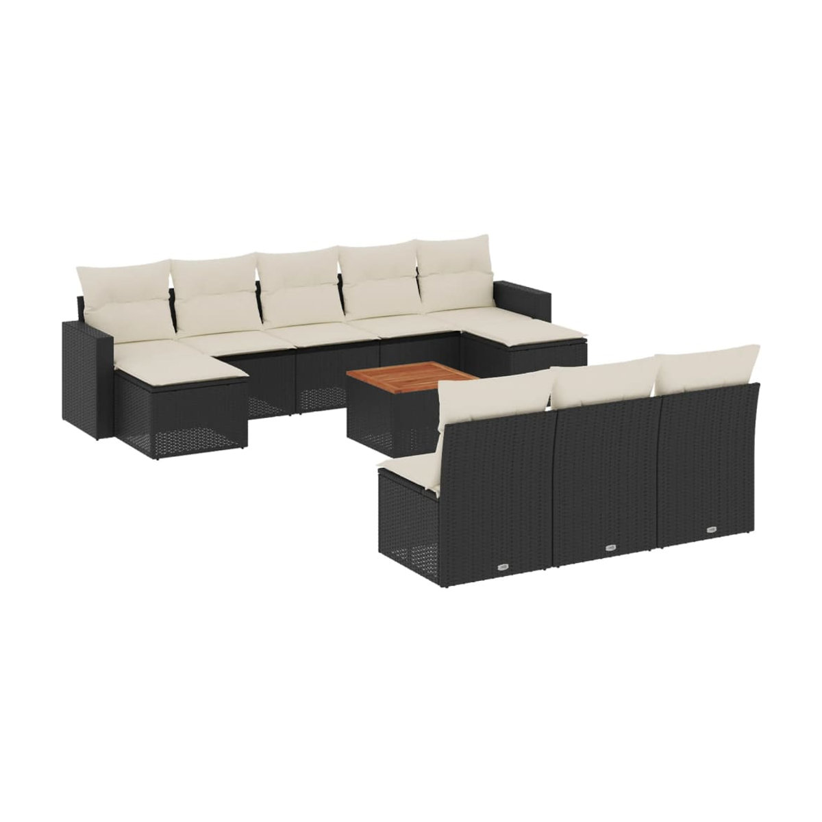 Vidaxl Garten-Sitzgruppe aus schwarzem Rattan mit Kissen im modernen Design - Bild 3