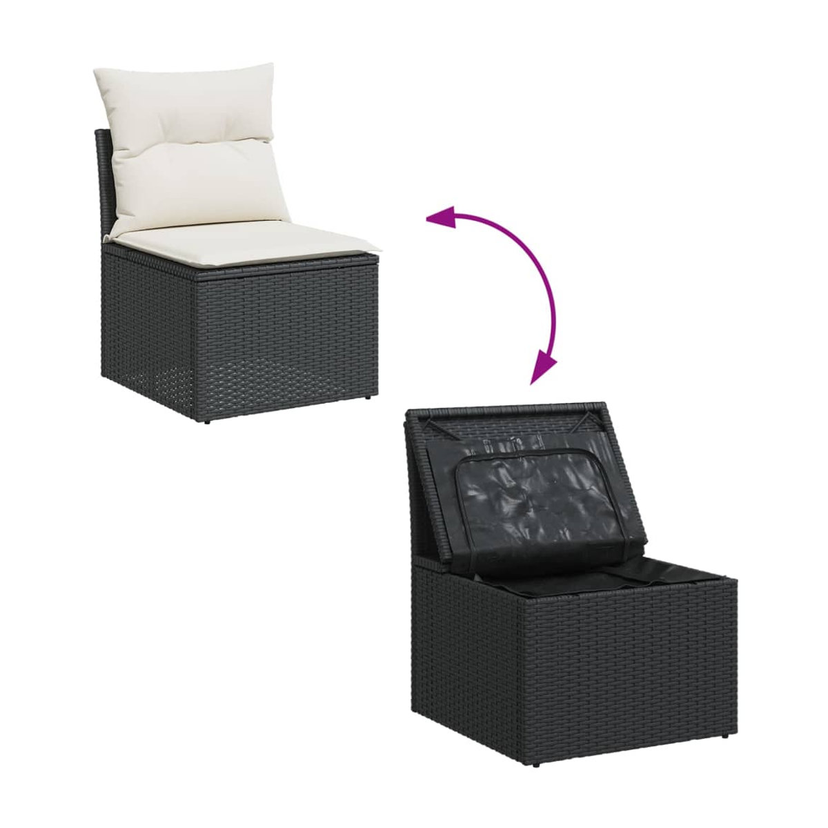 Vidaxl Garten-Sitzgruppe aus schwarzem Rattan mit Kissen im modernen Design - Bild 5
