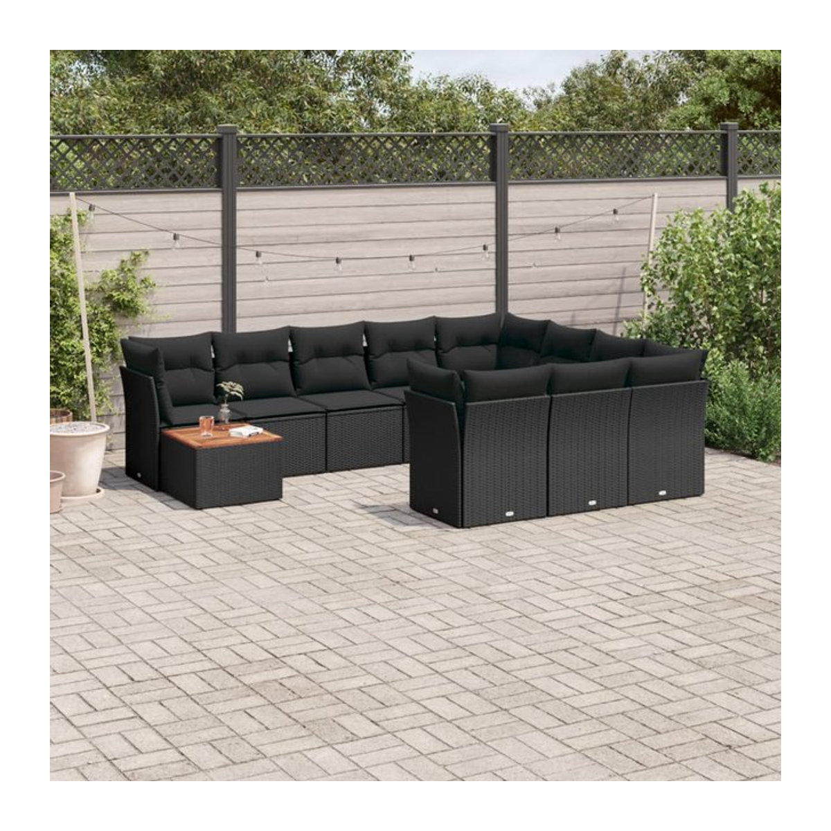 Vidaxl Garten-Sitzgruppe aus schwarzem Rattan mit Kissen im modernen Design - Bild 1