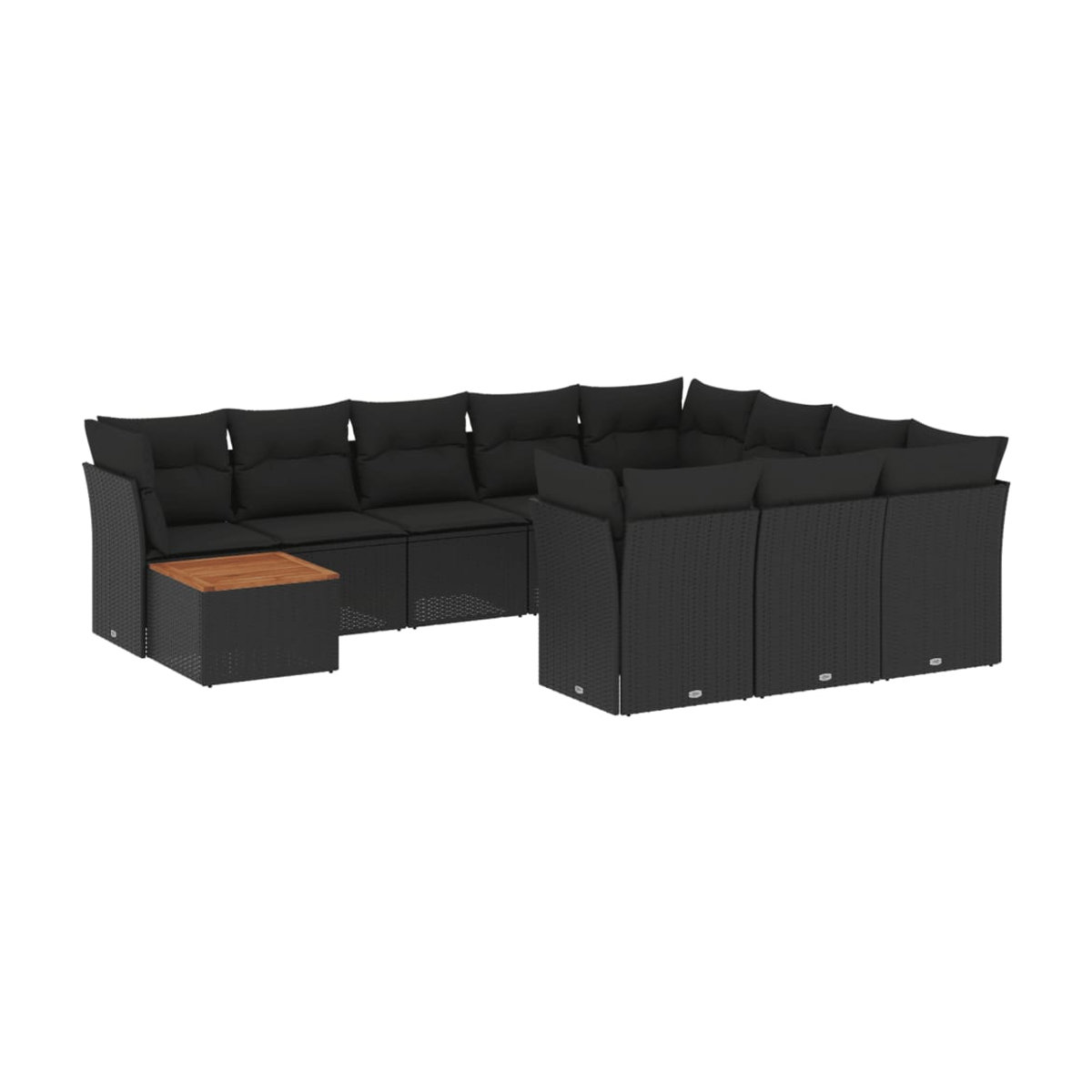 Vidaxl Garten-Sitzgruppe aus schwarzem Rattan mit Kissen im modernen Design - Bild 3