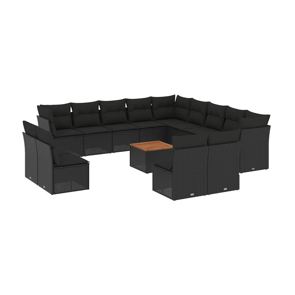 Vidaxl Garten-Sitzgruppe aus schwarzem Rattan mit Kissen im modernen Design - Bild 2