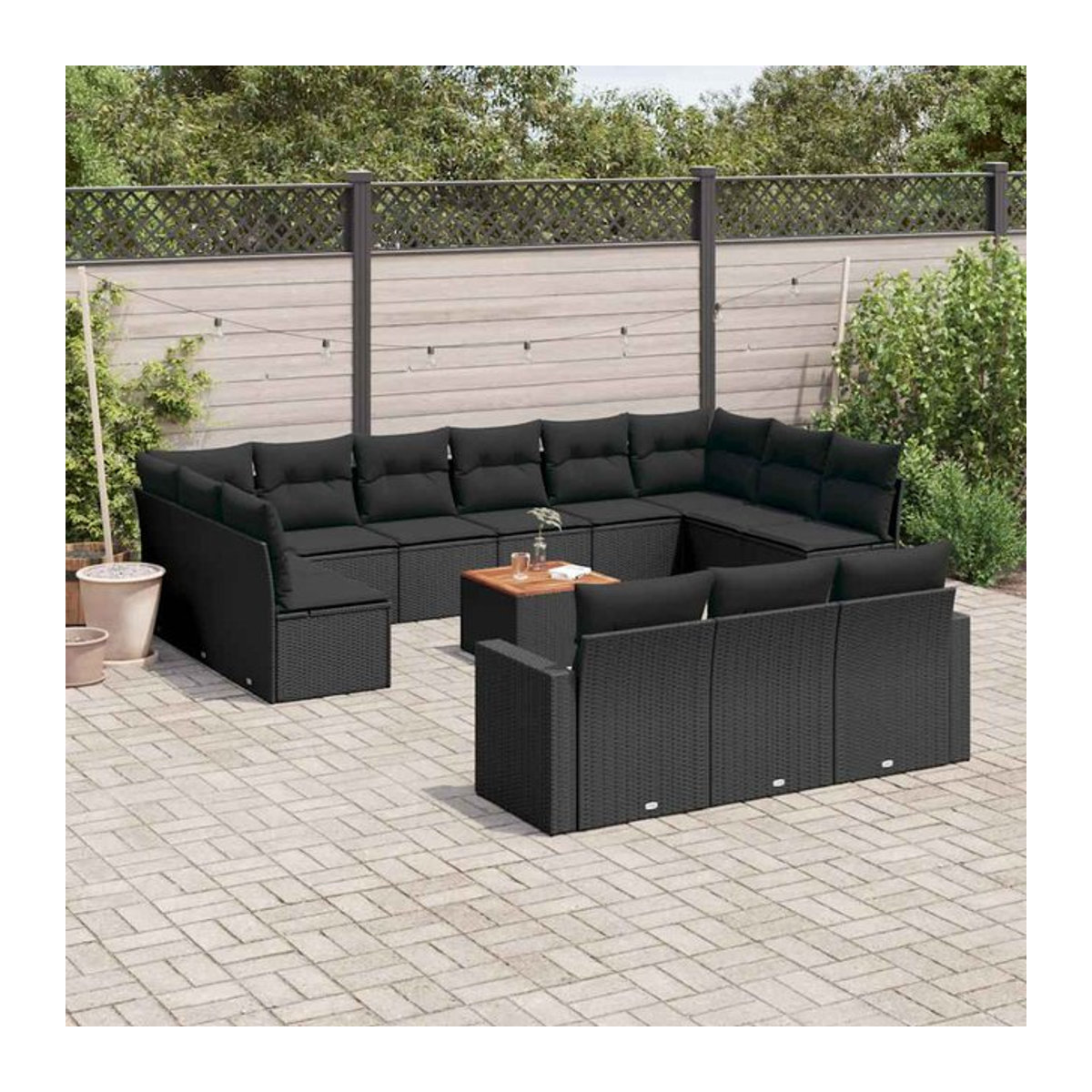 Vidaxl Garten-Sitzgruppe aus schwarzem Rattan mit Kissen im modernen Design - Bild 1