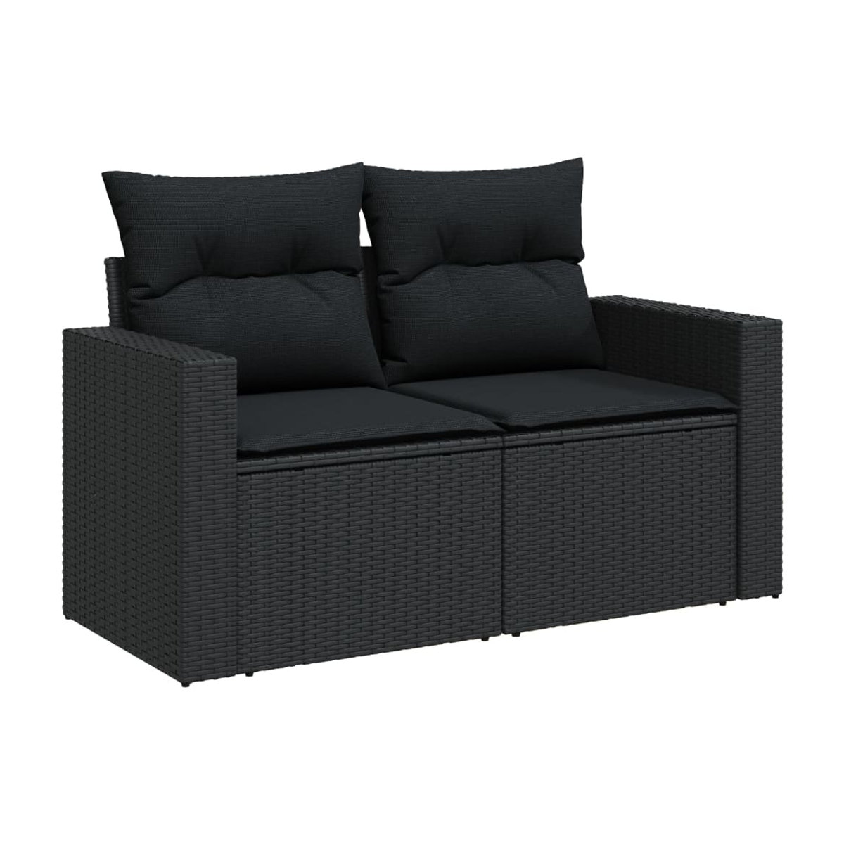 Vidaxl Garten-Sitzgruppe aus schwarzem Rattan mit Kissen im modernen Design - Bild 3