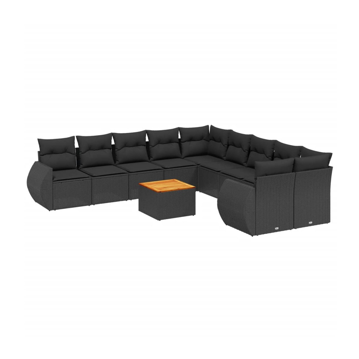 Vidaxl Garten-Sitzgruppe aus schwarzem Rattan mit Kissen im modernen Design für Erwachsene - Bild 3