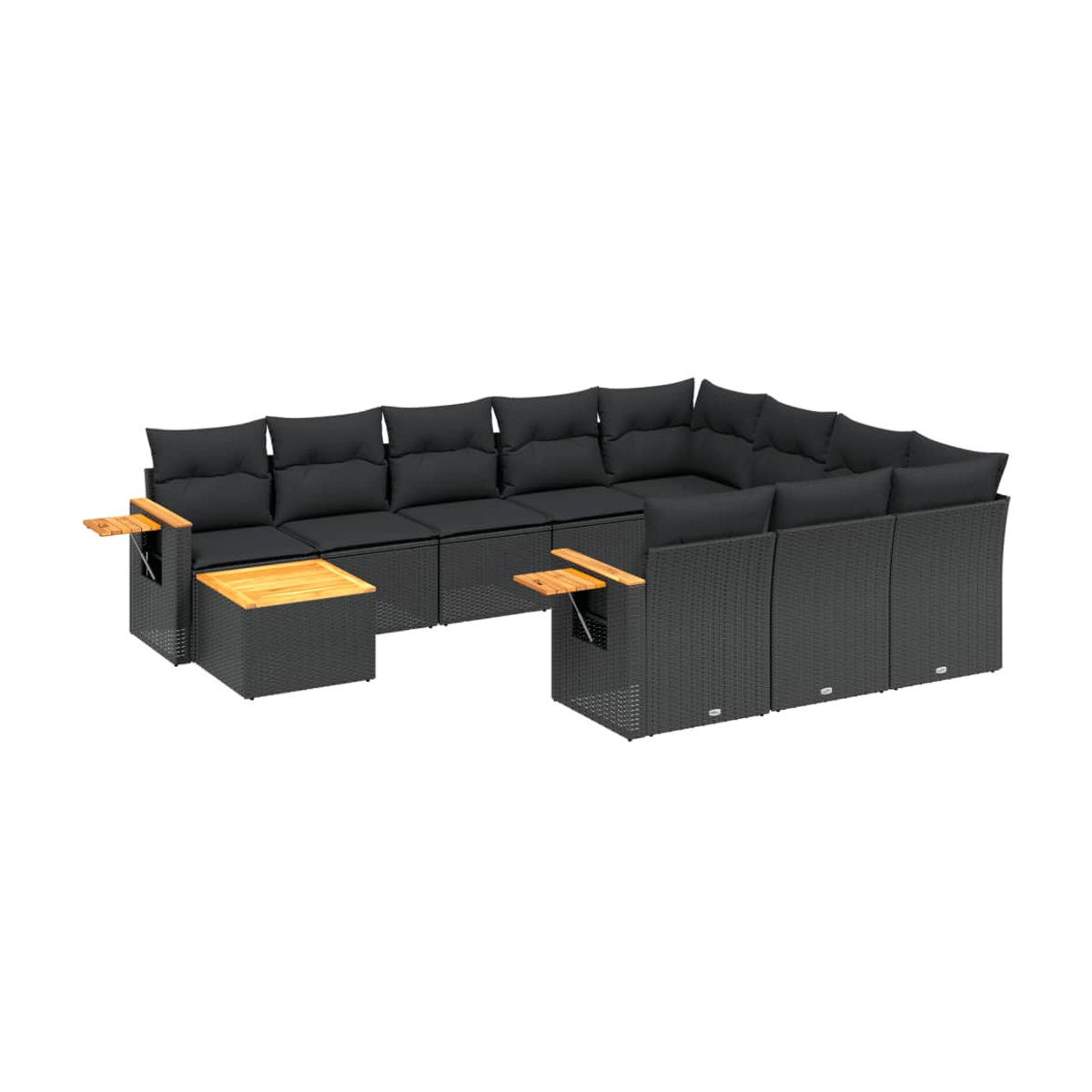 Vidaxl Garten-Sitzgruppe aus schwarzem Rattan mit Kissen im modernen Design für Erwachsene - Bild 2
