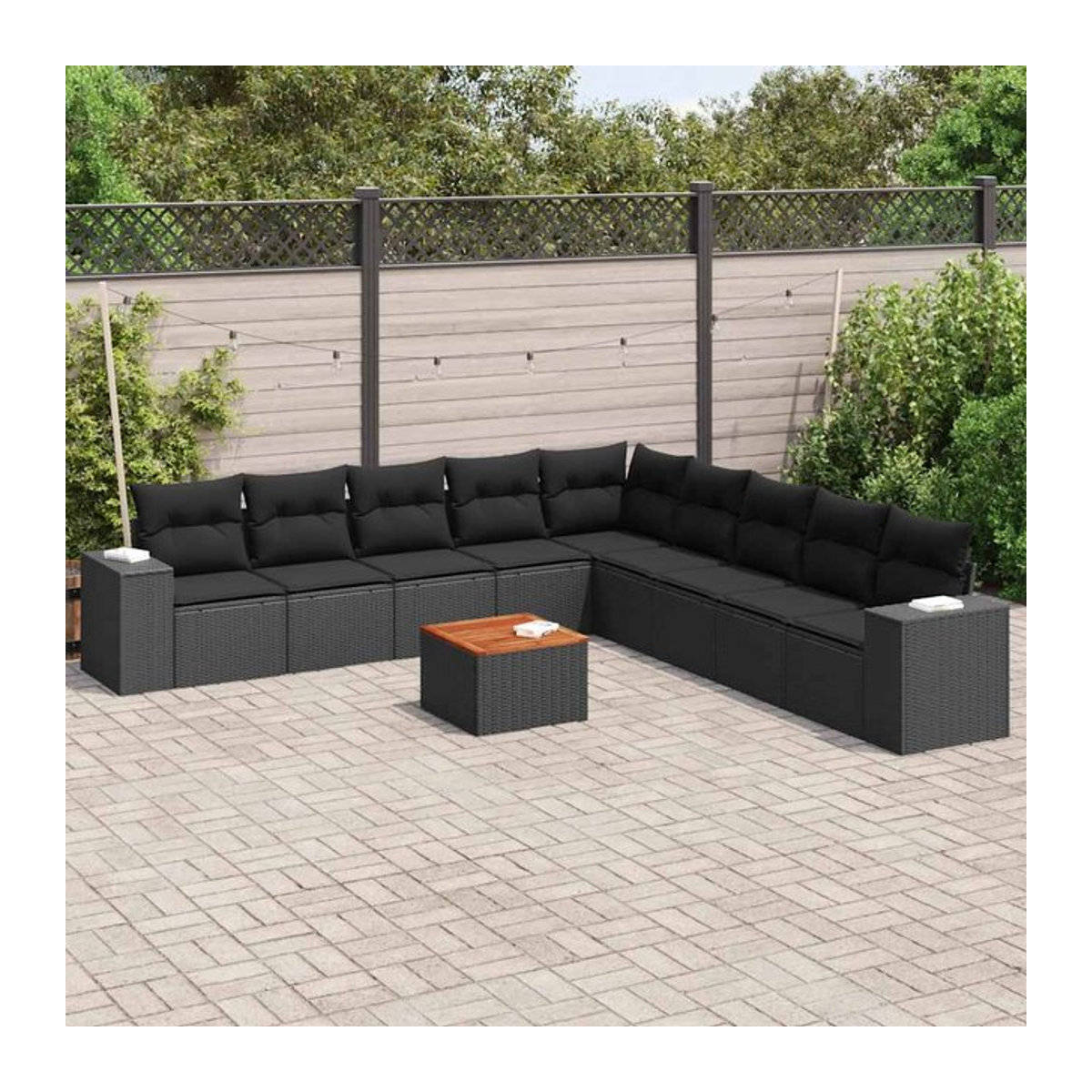 Vidaxl Garten-Sitzgruppe aus schwarzem Rattan mit Kissen im modernen Design für Erwachsene - Bild 1