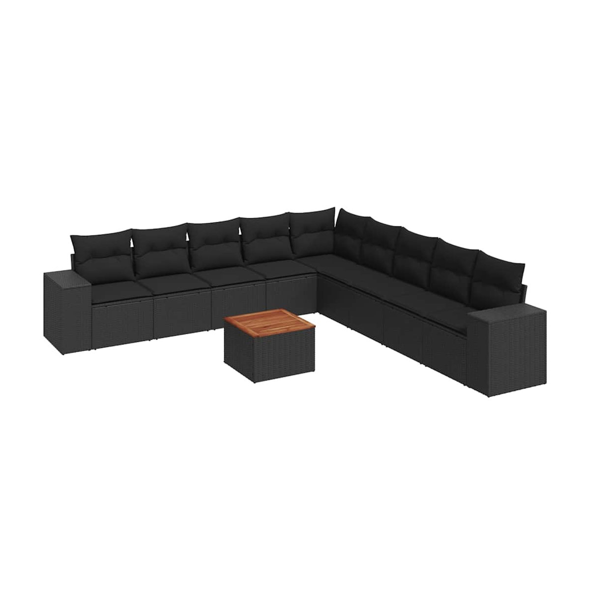 Vidaxl Garten-Sitzgruppe aus schwarzem Rattan mit Kissen im modernen Design für Erwachsene - Bild 2