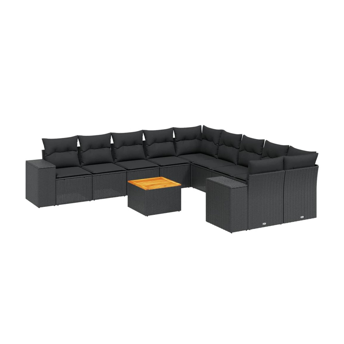 Vidaxl Garten-Sitzgruppe aus schwarzem Rattan mit Kissen im modernen Design für Erwachsene - Bild 3