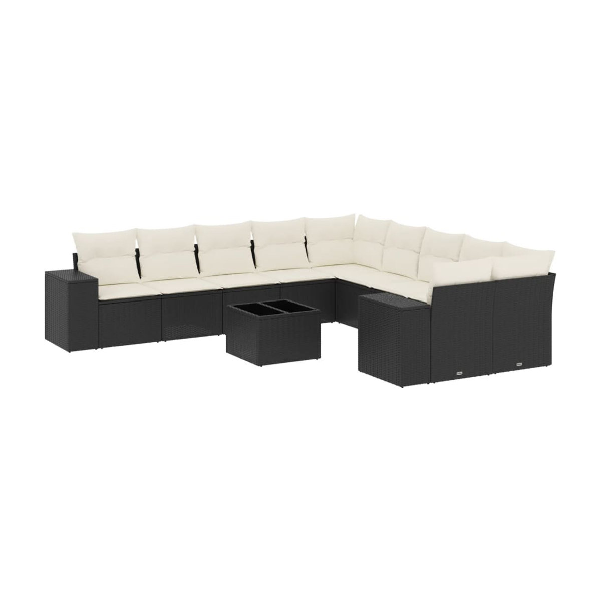 Vidaxl Garten-Sitzgruppe aus schwarzem Rattan mit Kissen in Beige für Erwachsene - Bild 2