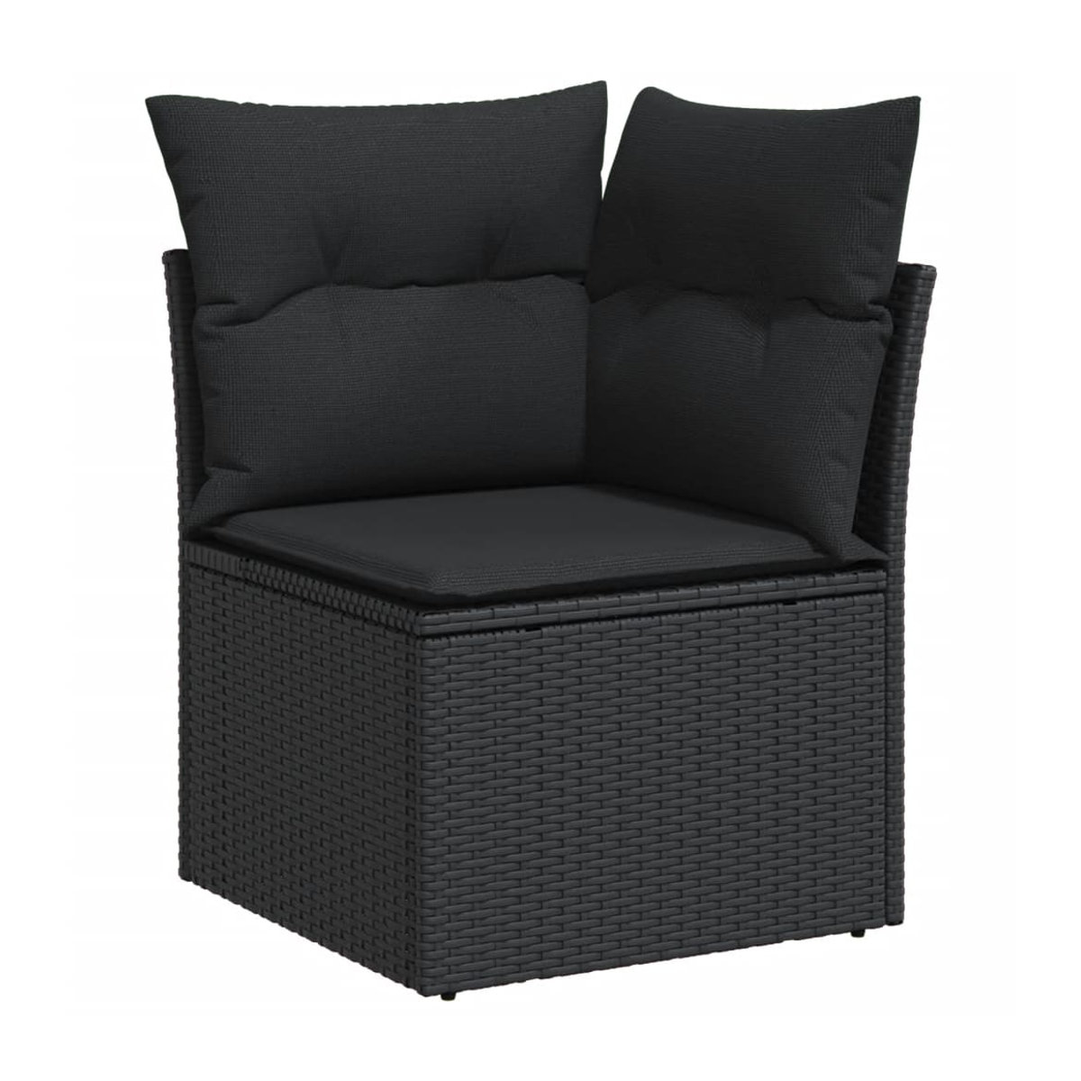 Vidaxl Garten-Sitzgruppe aus schwarzem Rattan mit Kissen und Glastisch für Erwachsene im modernen Design - Bild 3