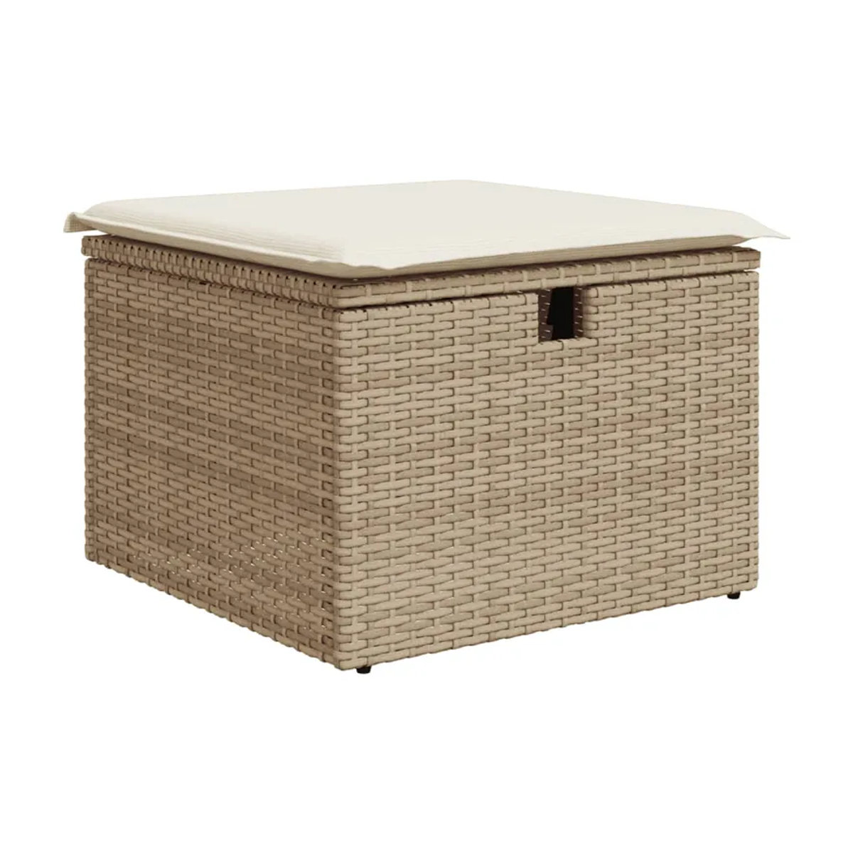 Vidaxl Gartenhocker aus Polyrattan mit Kissen in Beige, B/T/H: 55 x 55 x 37 cm - Bild 3