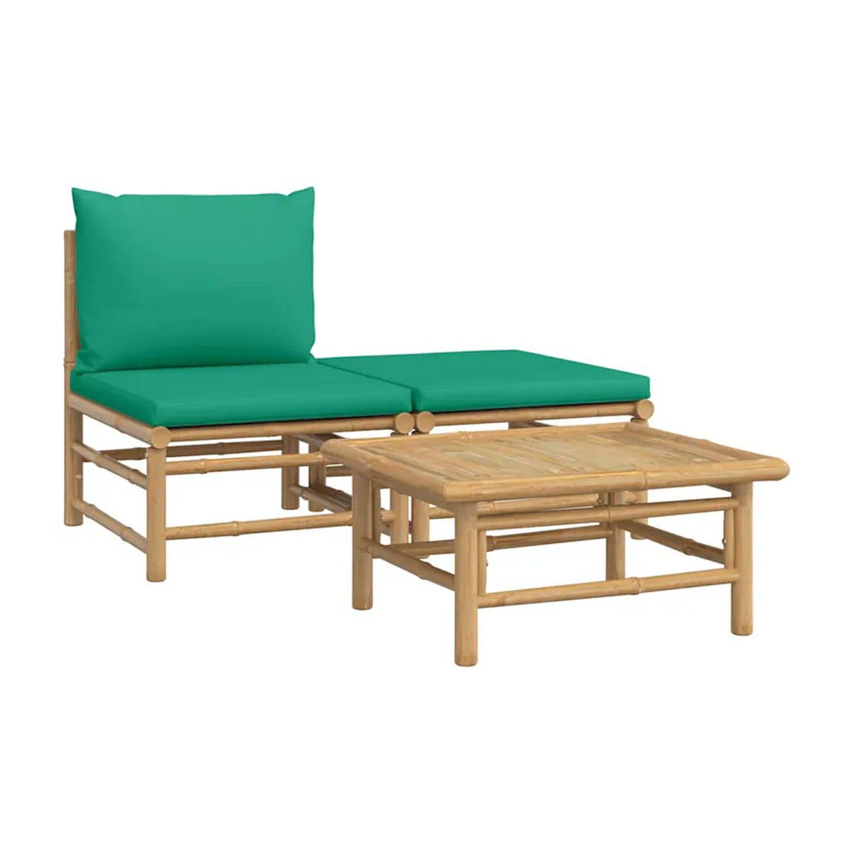 Vidaxl Gartenmöbel-Set aus Bambus mit grünen Kissen, 3-teilig - Bild 2