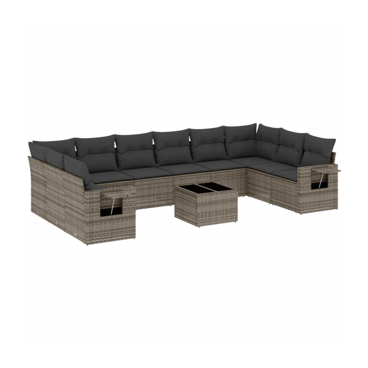 Vidaxl Gartenmöbel-Set aus grauem Polyrattan mit 11-teiligem Kissen-Set - Bild 3