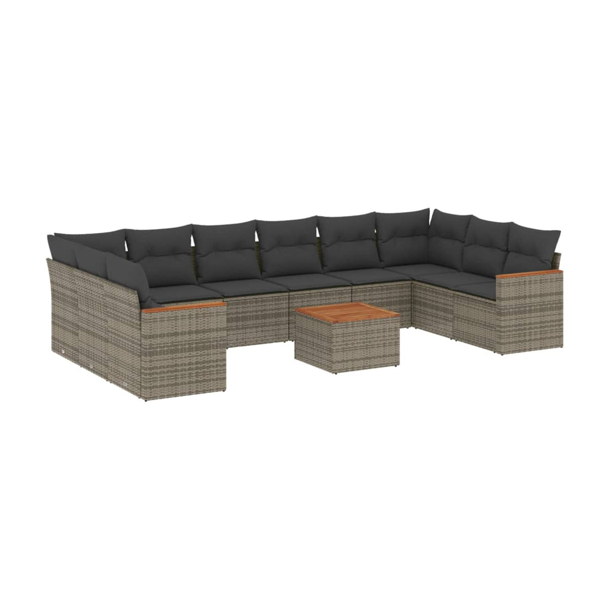 Vidaxl Gartenmöbel-Set aus grauem Polyrattan mit 11-teiligem Kissen-Set - Bild 2