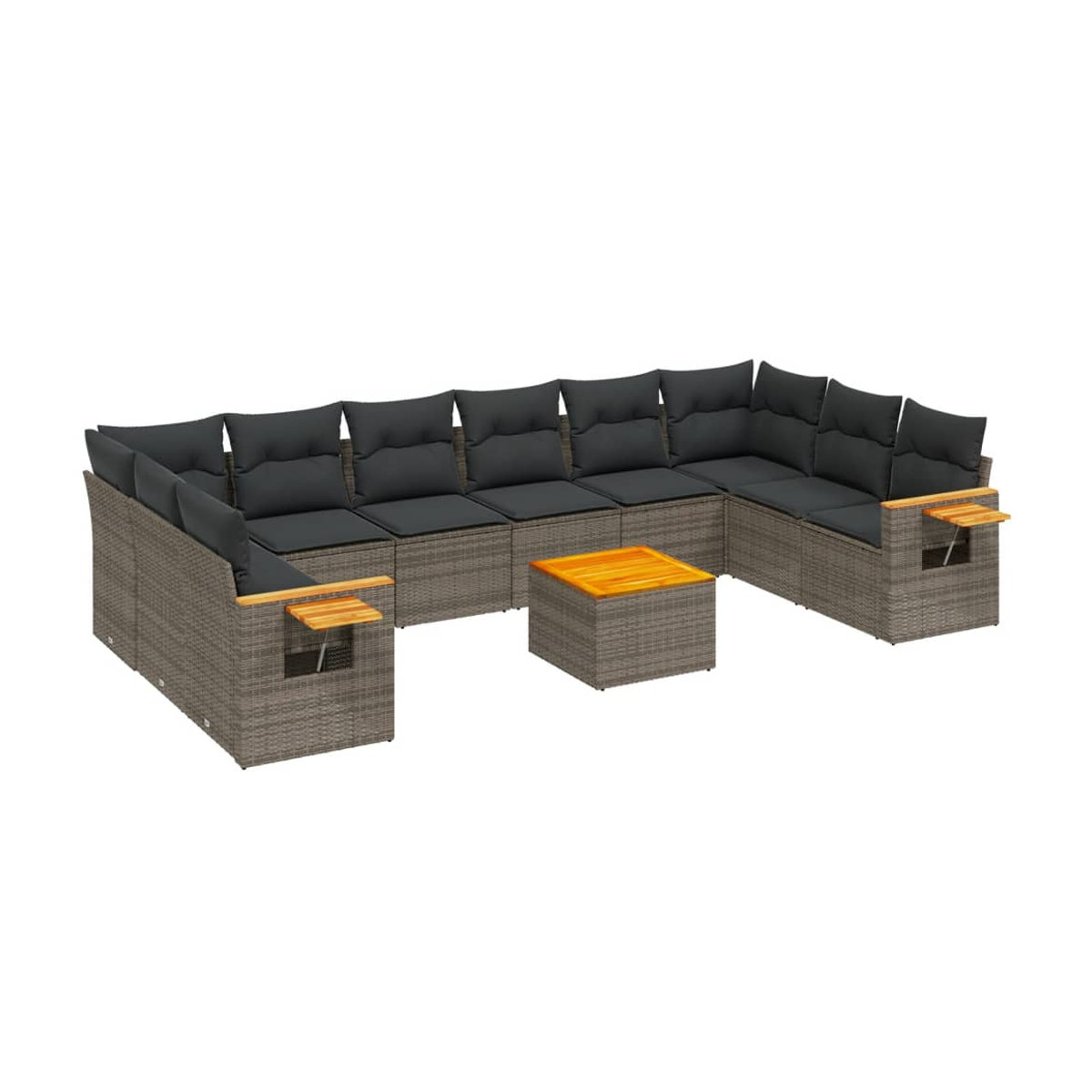 Vidaxl Gartenmöbel-Set aus grauem Polyrattan mit 11-teiligem Kissen-Set - Bild 2