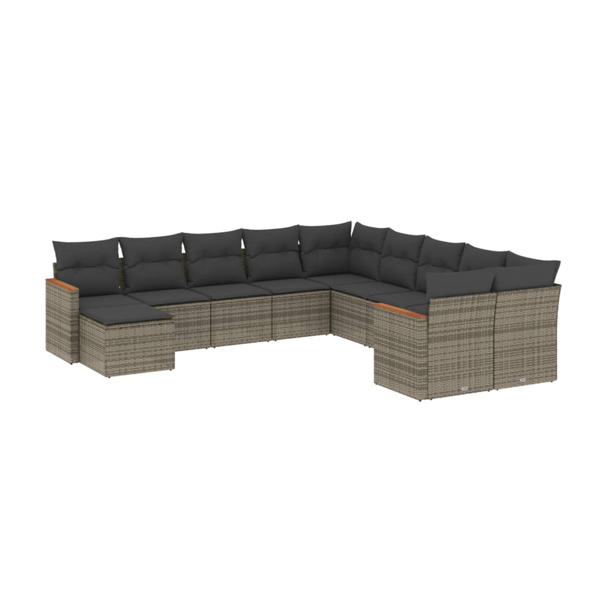 Vidaxl Gartenmöbel-Set aus grauem Polyrattan mit 11-teiligem Kissen-Set - Bild 3