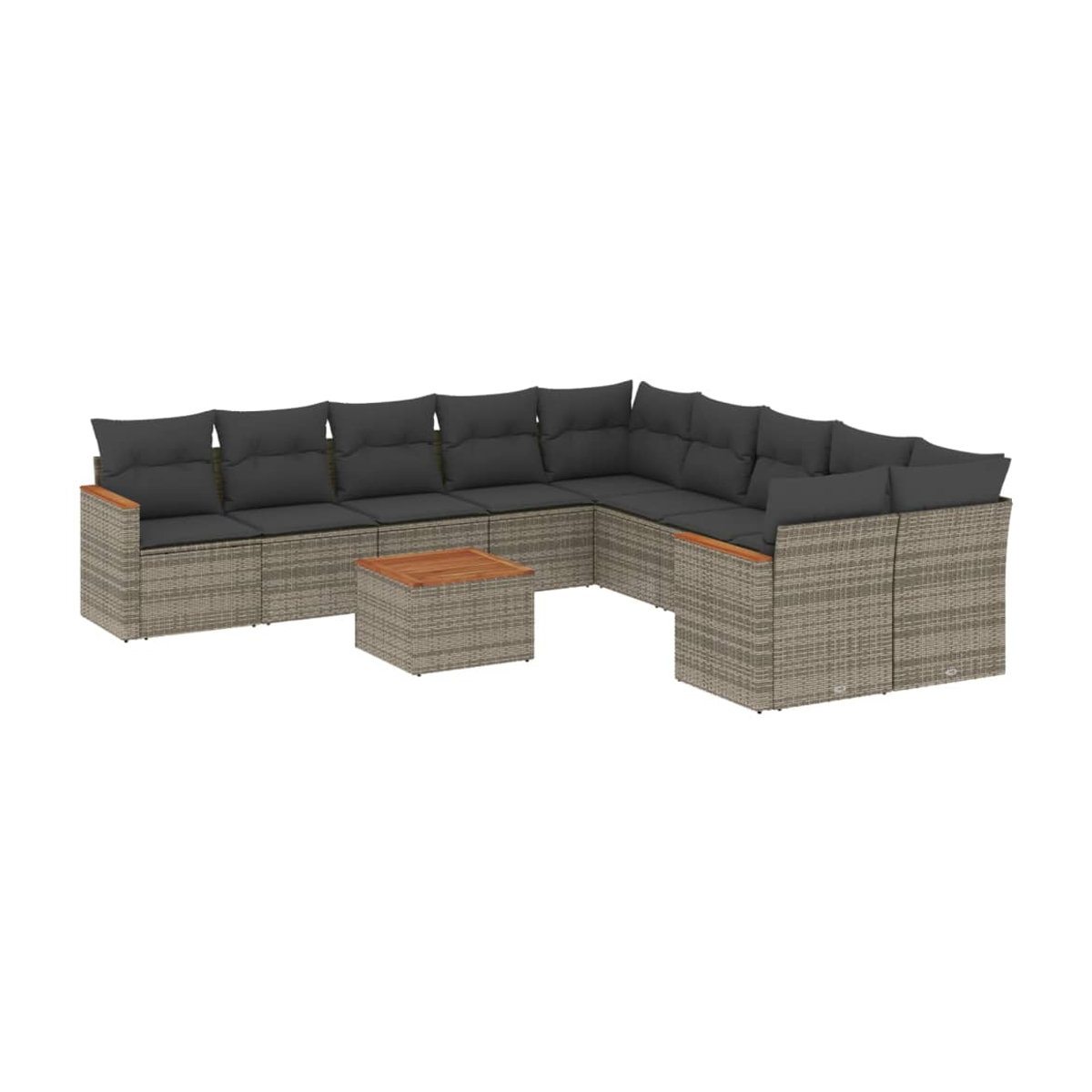 Vidaxl Gartenmöbel-Set aus grauem Polyrattan und Akazie mit 11 Teilen und Kissen - Bild 2