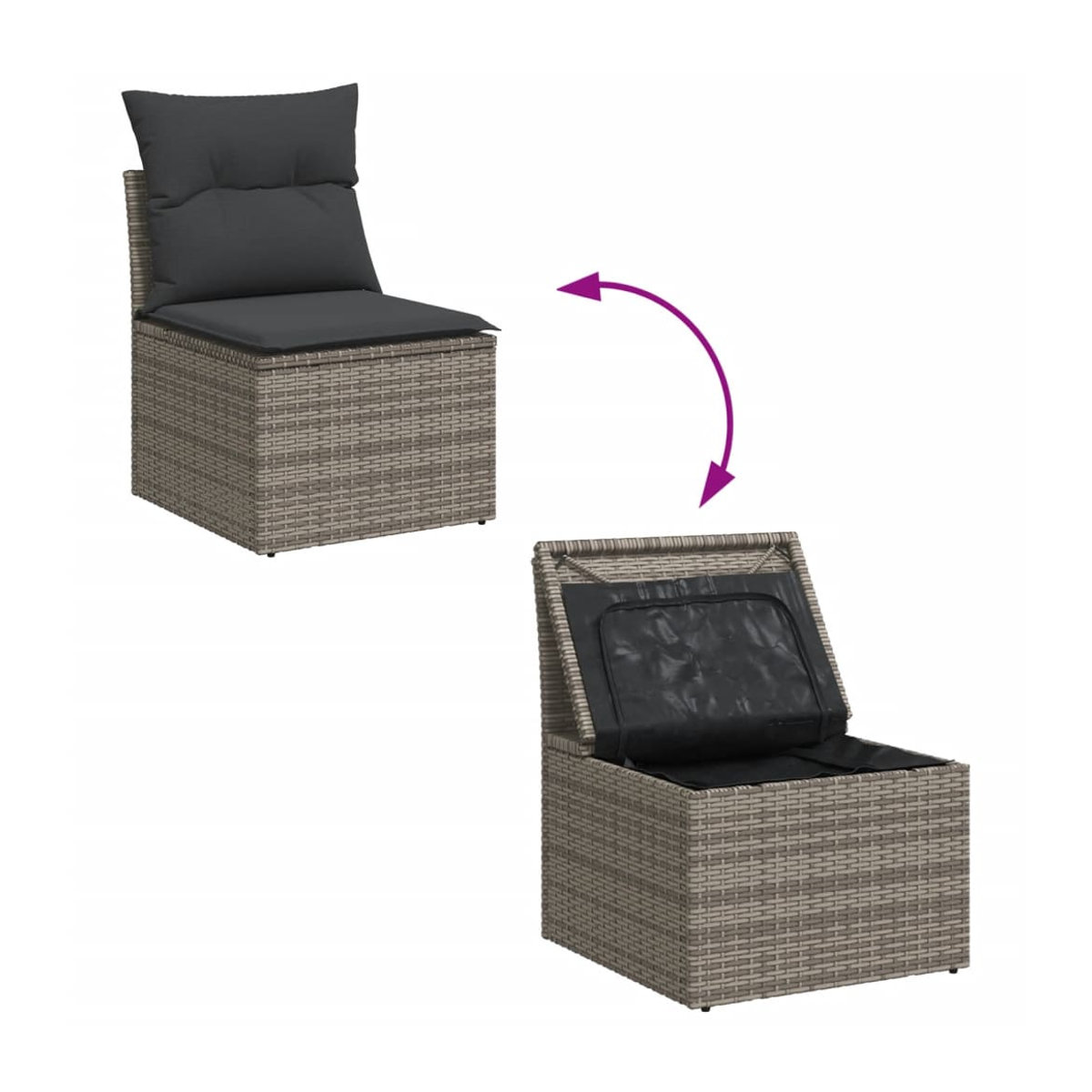 Vidaxl Gartenmöbel-Set aus grauem Polyrattan und Akazie mit 11-teiligem Kissen-Set - Bild 3