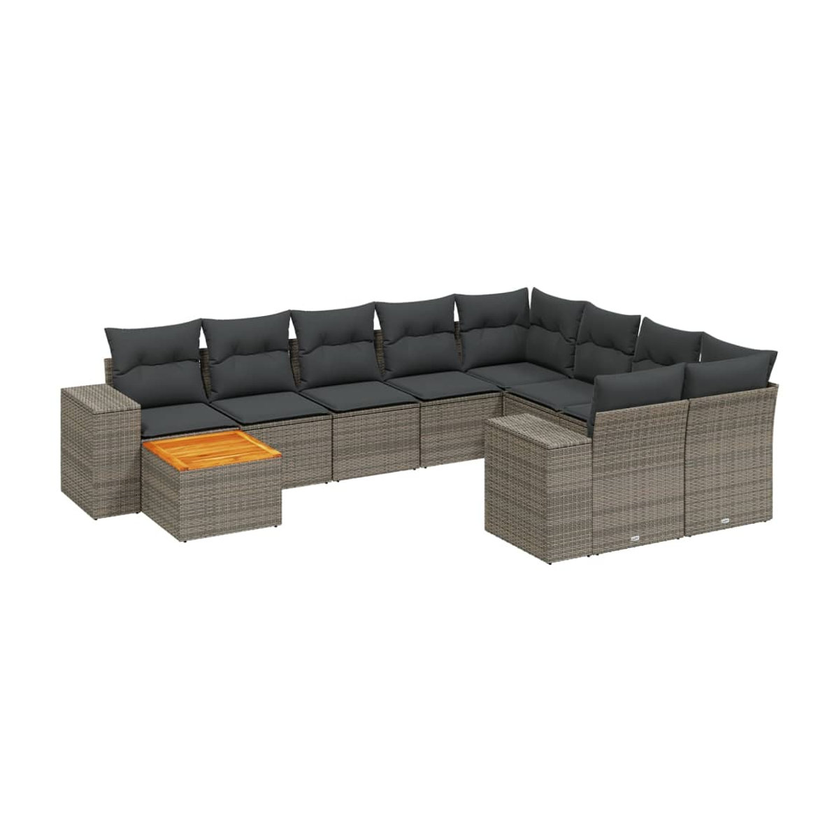 Vidaxl Gartenmöbel-Set aus grauem Polyrattan und Akazie mit 11-teiligem Kissen-Set - Bild 3