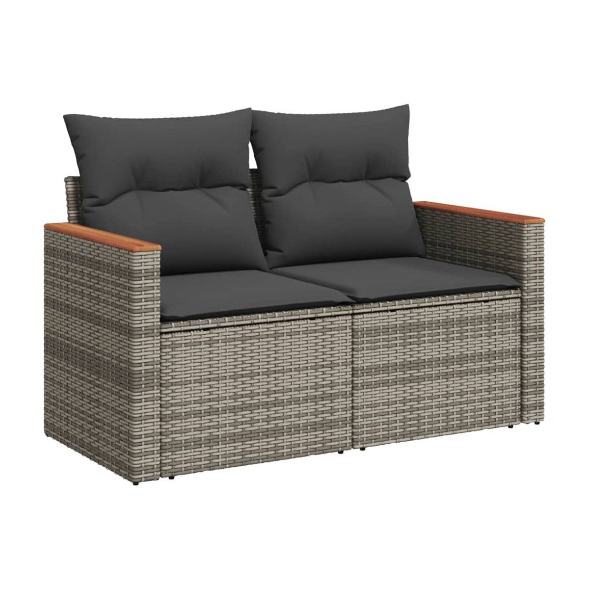 Vidaxl Gartenmöbel-Set aus grauem Polyrattan und Stahl mit 11-teiligem Kissen-Set - Bild 3