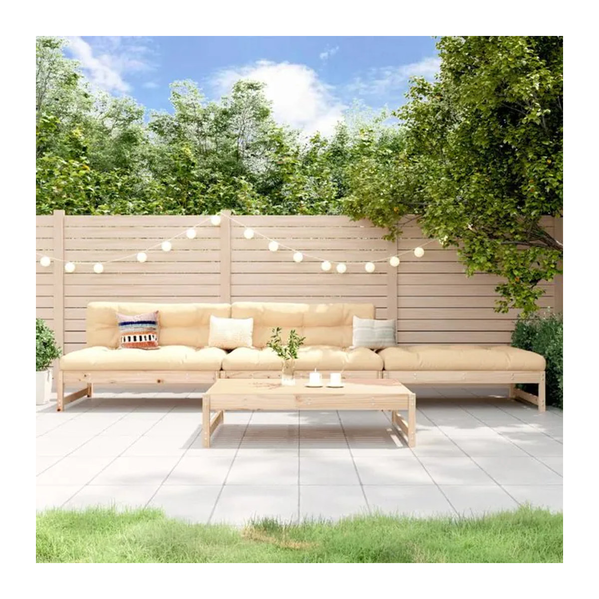 Vidaxl Gartenmöbel-Set aus Kiefernholz im Landhausstil, 4-teilig, Natur/Beige - Bild 1