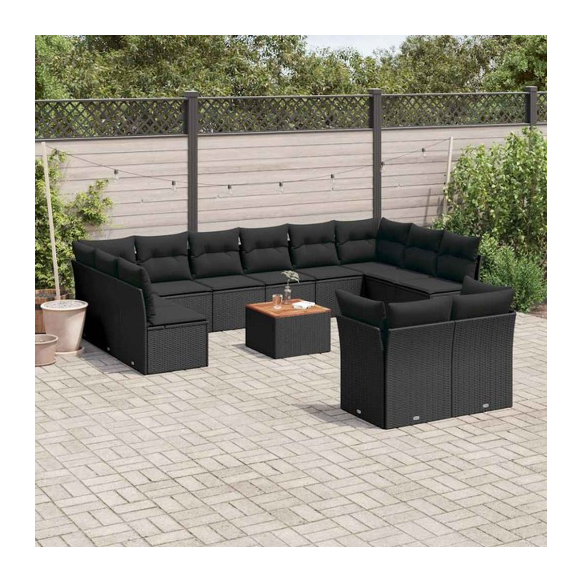 Vidaxl Gartenmöbel-Set aus PE-Rattan mit Kissen in Schwarz für Erwachsene im modernen Design - Bild 1