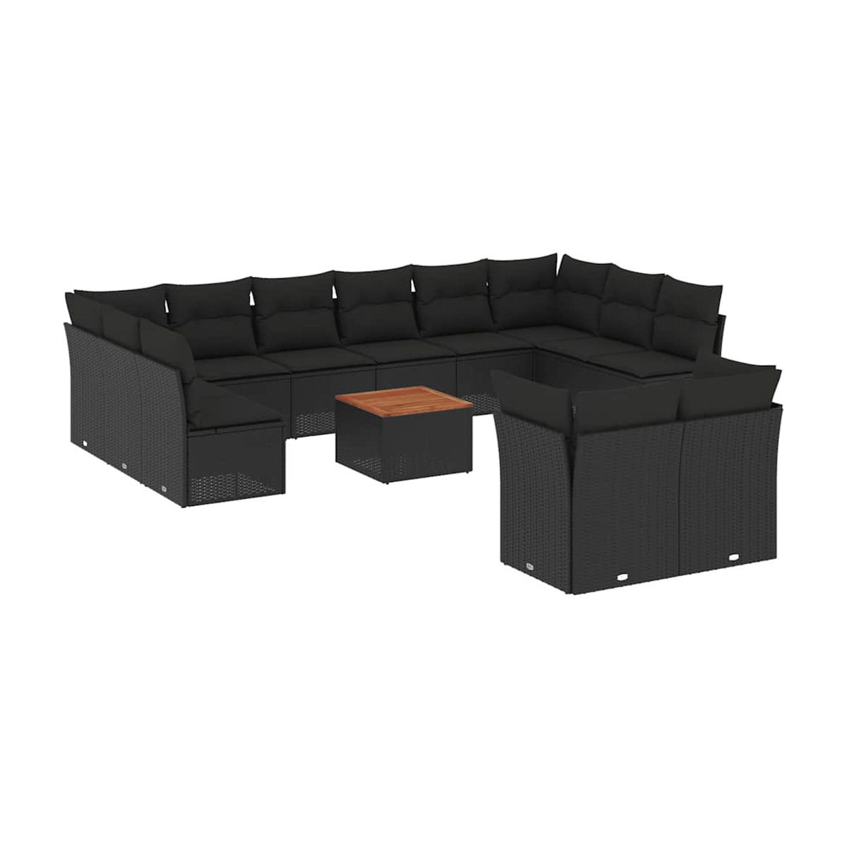 Vidaxl Gartenmöbel-Set aus PE-Rattan mit Kissen in Schwarz für Erwachsene im modernen Design - Bild 2