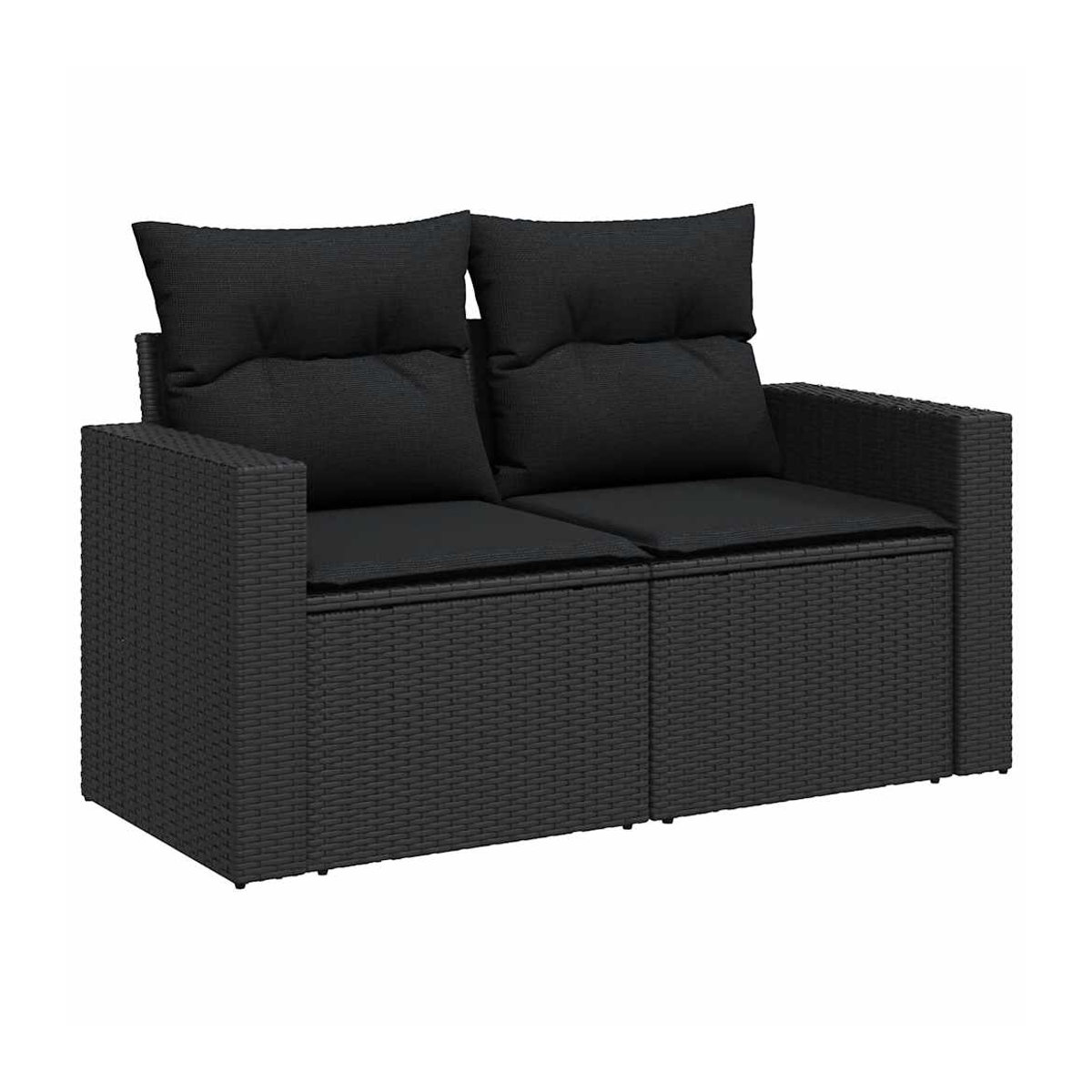 Vidaxl Gartenmöbel-Set aus PE-Rattan mit Kissen, Schwarz, 13-teilig, Modernes Design - Bild 1