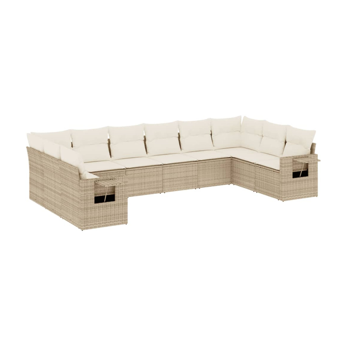 Vidaxl Gartenmöbel-Set aus Polyrattan mit 10 Teilen in Beige inklusive Kissen - Bild 2