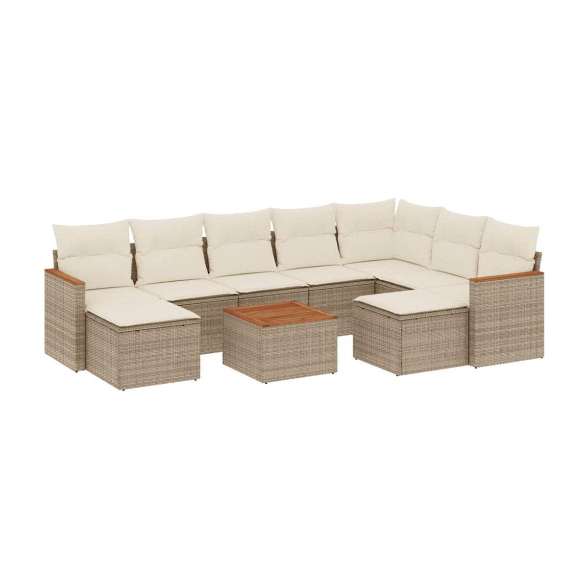 Vidaxl Gartenmöbel-Set aus Polyrattan mit 10 Teilen und Kissen, Beige - Bild 2