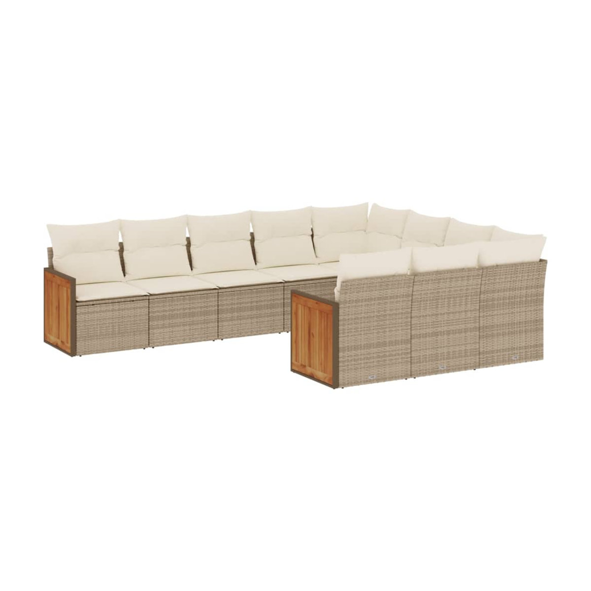 Vidaxl Gartenmöbel-Set aus Polyrattan mit 10 Teilen und Kissen, Beige - Bild 2