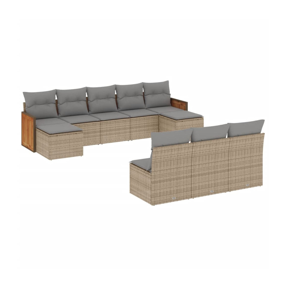 Vidaxl Gartenmöbel-Set aus Polyrattan mit 10-teiligem Kissen-Set in Beige, modern und massiv - Bild 2