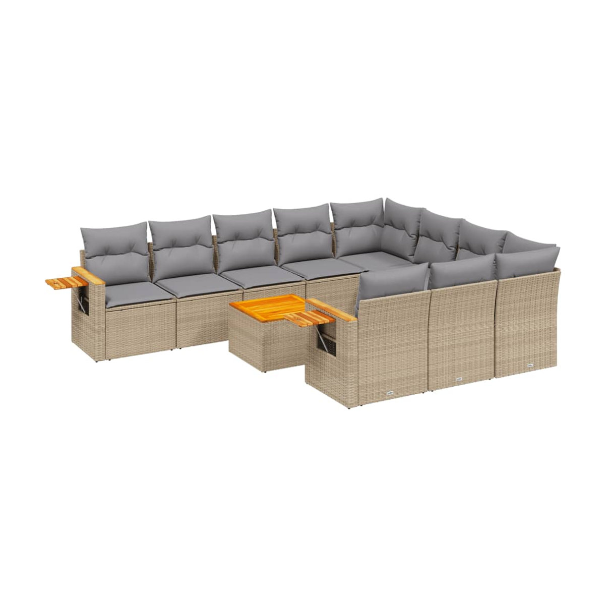 Vidaxl Gartenmöbel-Set aus Polyrattan mit 11-teiligem Kissen-Set in Beige - Bild 2