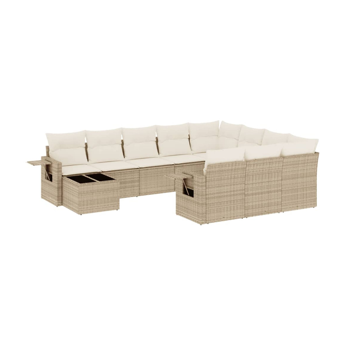 Vidaxl Gartenmöbel-Set aus Polyrattan mit 11-teiligem Kissen-Set in Beige - Bild 2