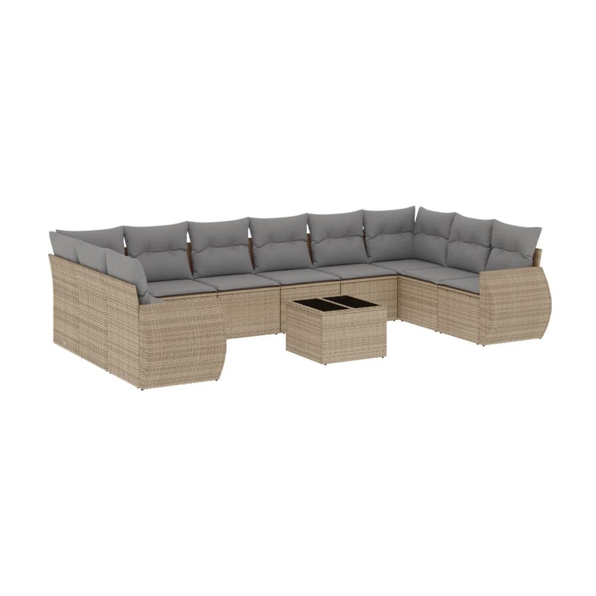 Vidaxl Gartenmöbel-Set aus Polyrattan mit 11-teiligem Kissen-Set in Beige - Bild 2