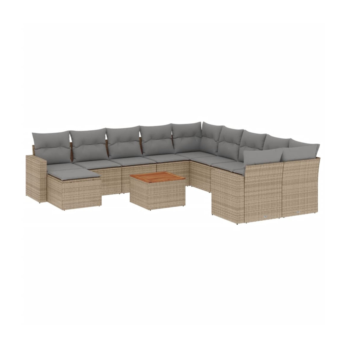 Vidaxl Gartenmöbel-Set aus Polyrattan mit 12 Teilen und Kissen in Beige - Bild 2