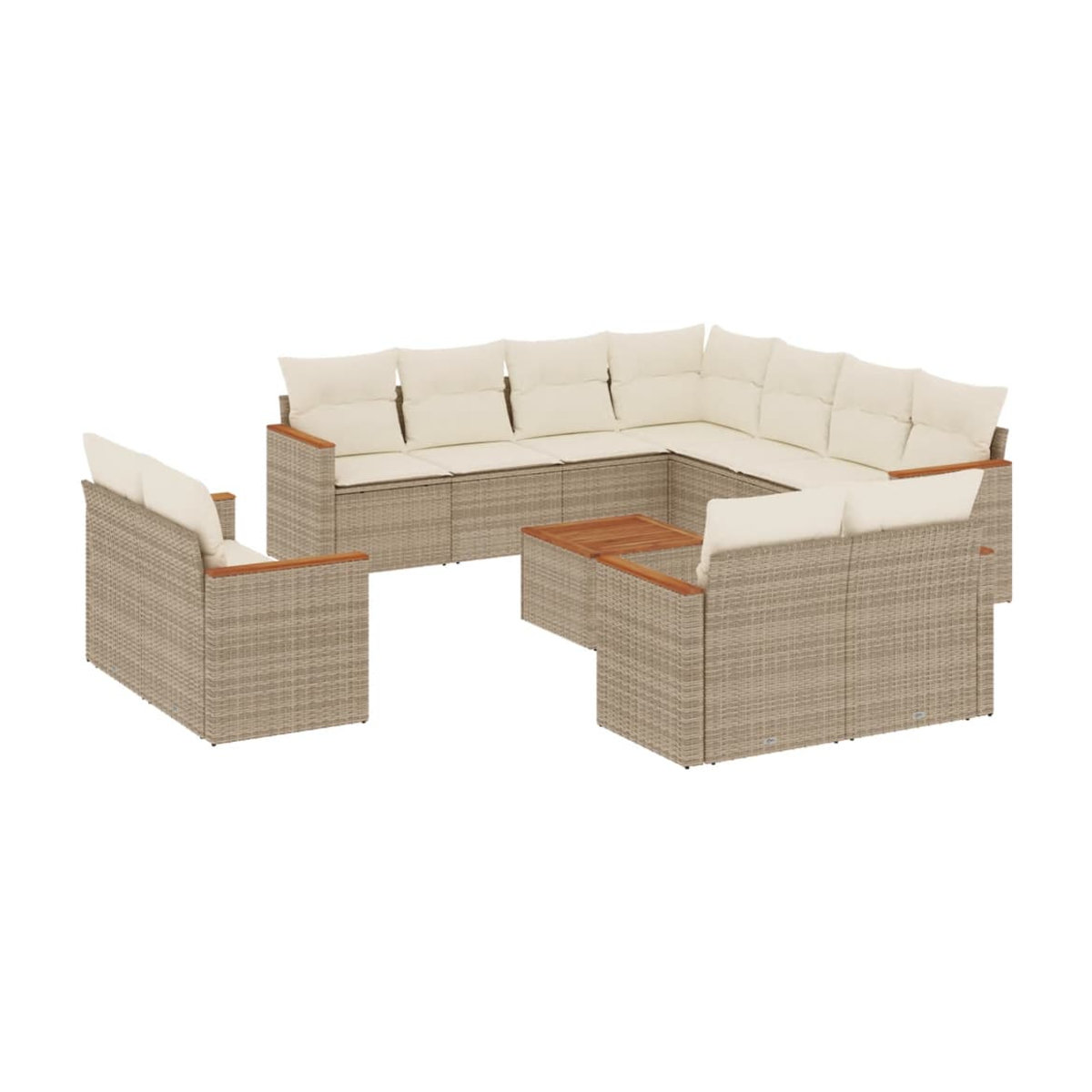 Vidaxl Gartenmöbel-Set aus Polyrattan mit 12-teiligem Set und Kissen, Beige - Bild 2