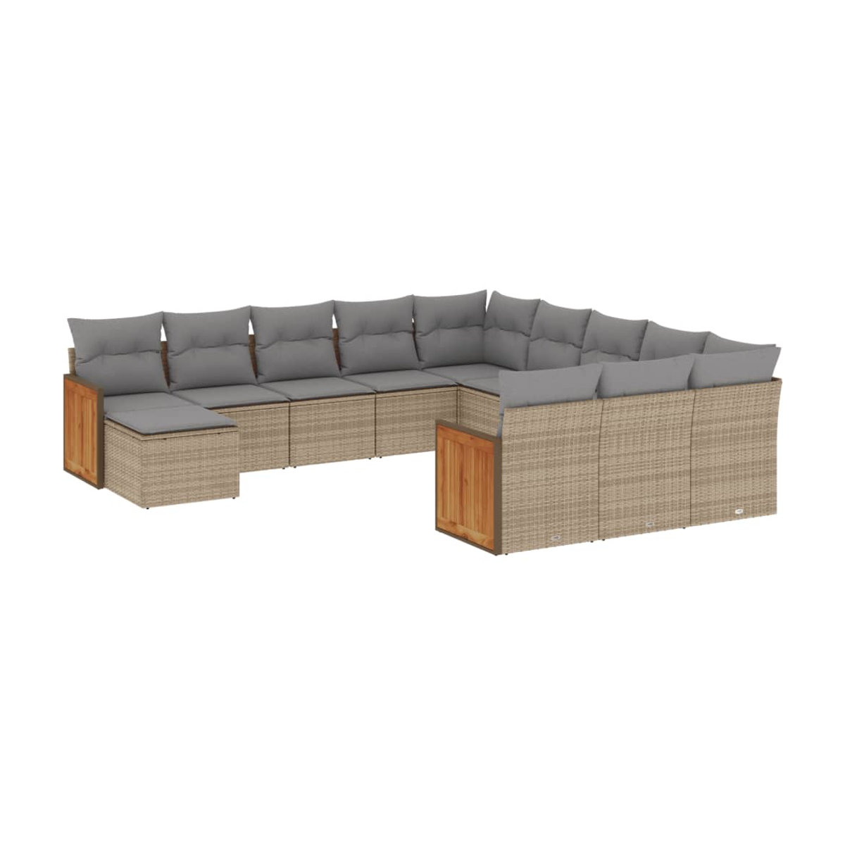 Vidaxl Gartenmöbel-Set aus Polyrattan mit 12-teiligem Set und Kissen, Beige - Bild 2