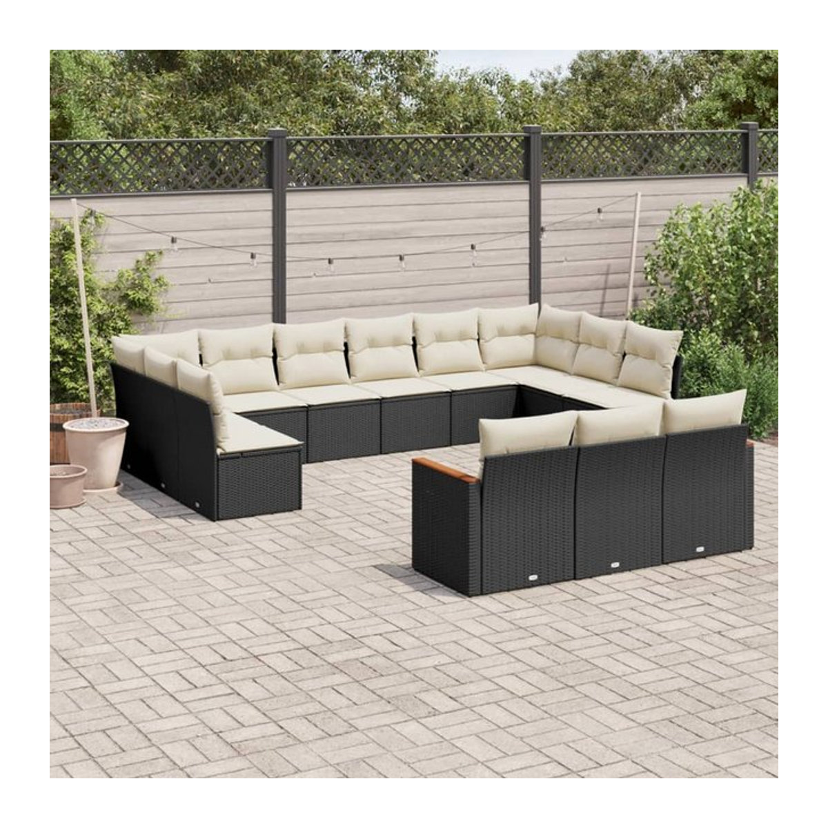 Vidaxl Gartenmöbel-Set aus Polyrattan mit 13 Teilen in Schwarz inklusive Kissen - Bild 1
