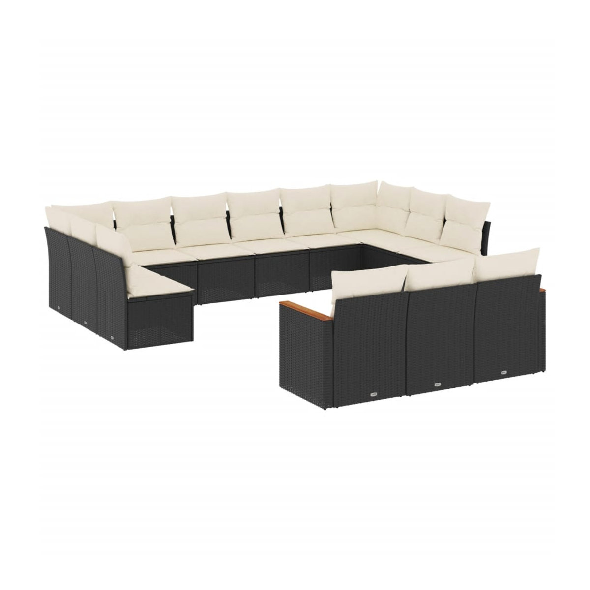Vidaxl Gartenmöbel-Set aus Polyrattan mit 13 Teilen in Schwarz inklusive Kissen - Bild 2