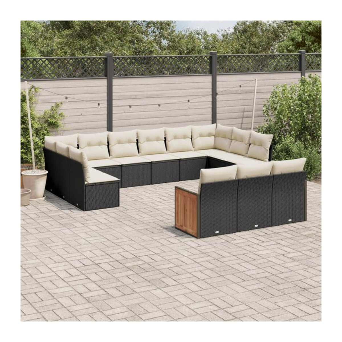 Vidaxl Gartenmöbel-Set aus Polyrattan mit 13 Teilen in Schwarz inklusive Kissen im modernen Design - Bild 1