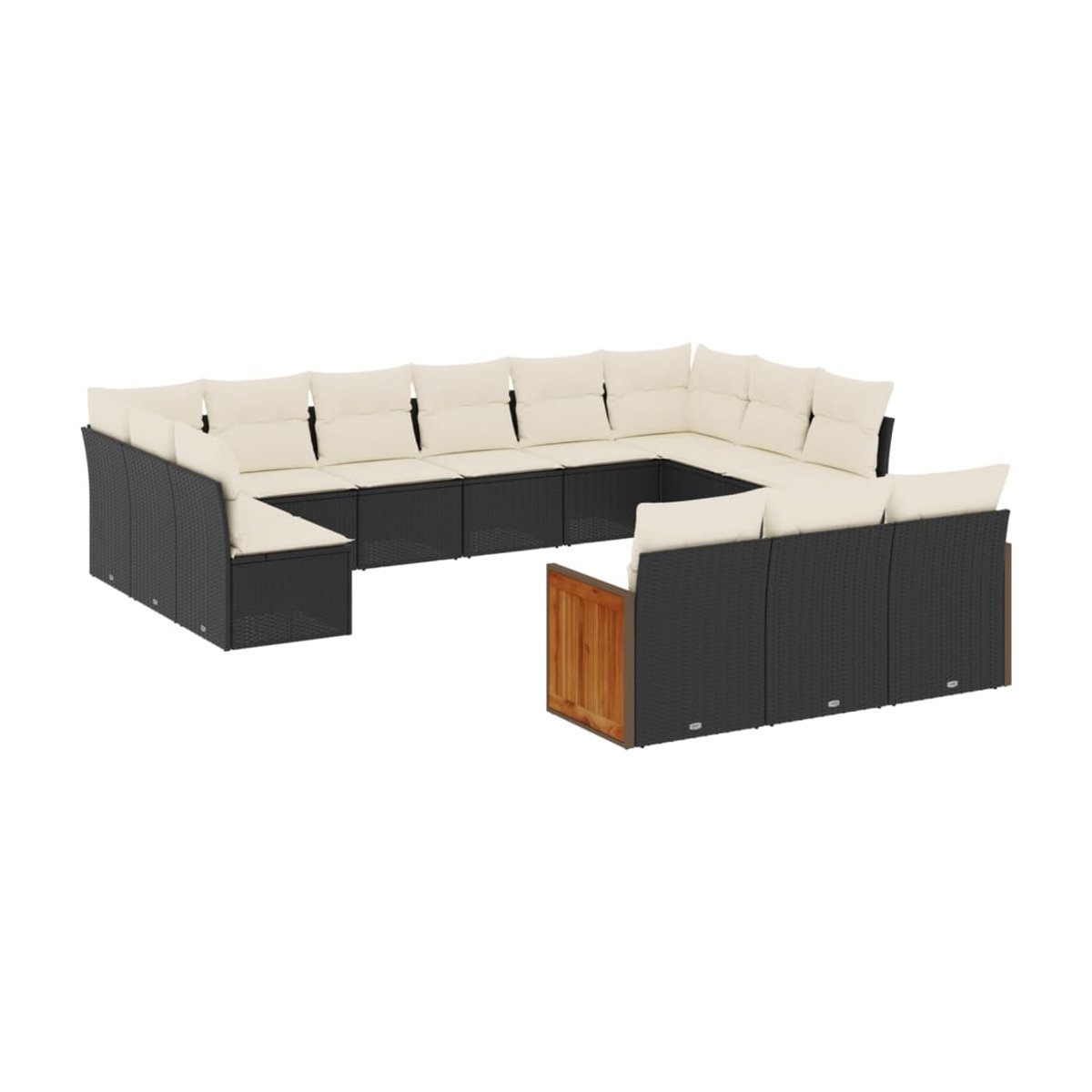 Vidaxl Gartenmöbel-Set aus Polyrattan mit 13 Teilen in Schwarz inklusive Kissen im modernen Design - Bild 2